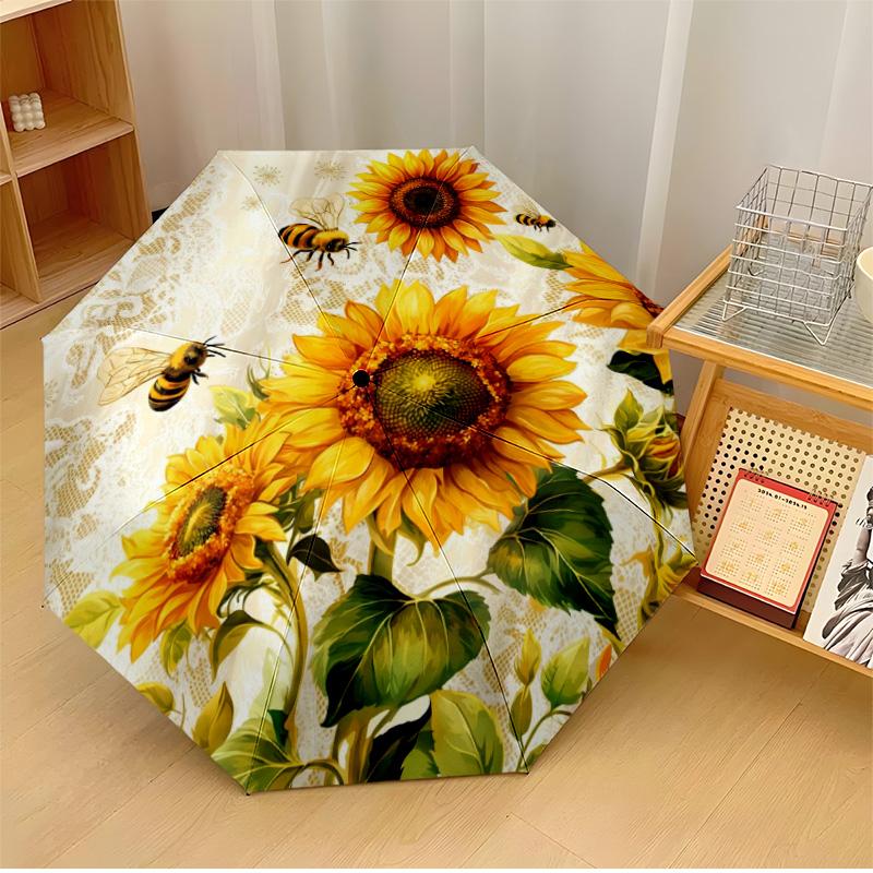 Sunflowers 2 Printed umbrella windproof folding umbrella portable sun and rain umbrella suitable for gifting