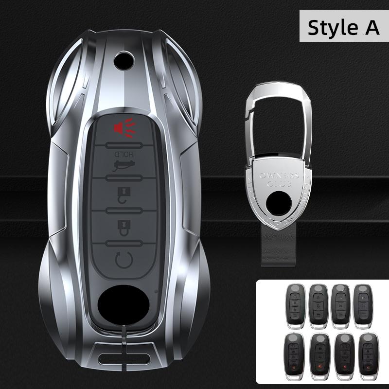 

Metal Car Remote Key Cover Case Holder Shell Chain Fob For Nissan Ariya Murano Juke X-Trail Versa Qashqai J10 Kicks Leaf Rouge Style A Silver set-1