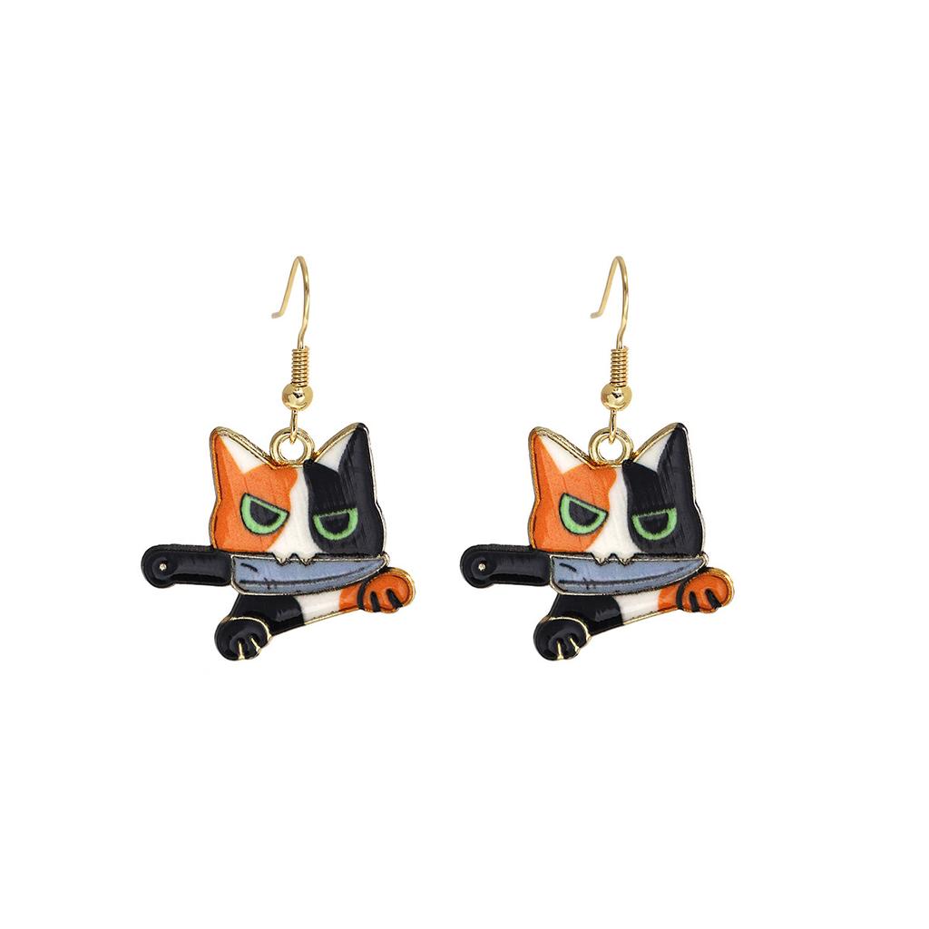 Fun Cartoon Cute Kitten Earrings, Creative Simple Earrings Animal Earrings