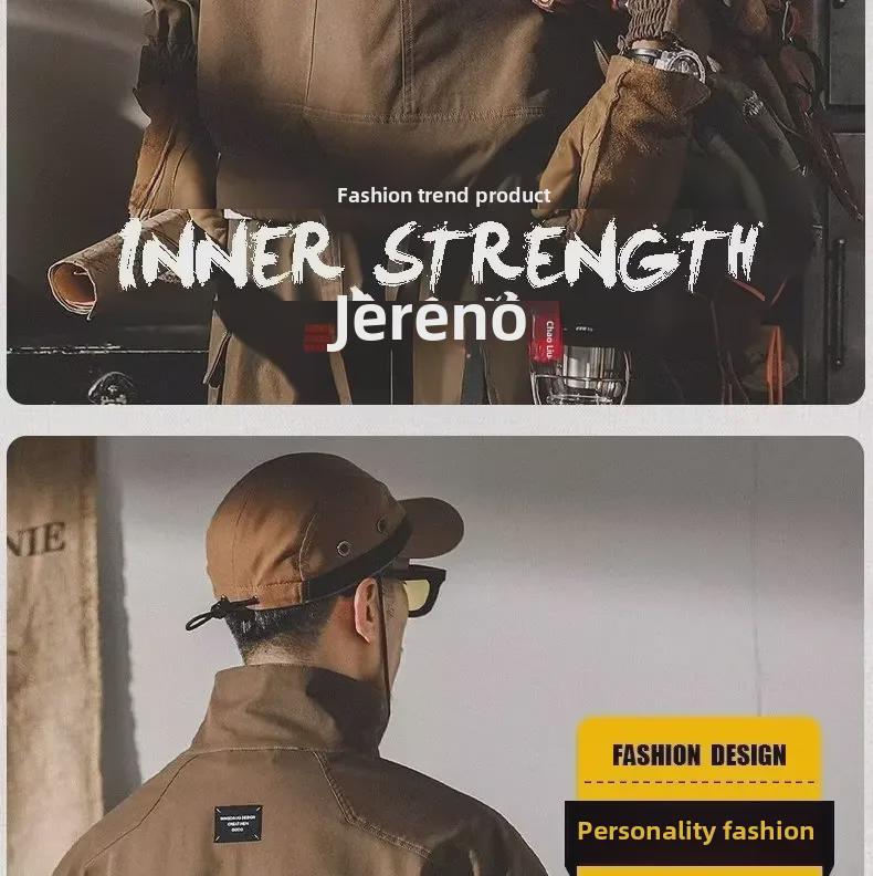 Herren Retro Half-Zip Stehkragen Workwear Jacke - Frühling bis Winter, Lockere Passform, Plus Samt, Dick, Trendig