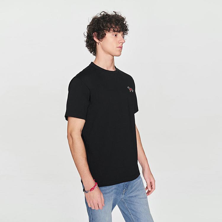 Comfortable Logo Letter Print Round Neck Pullover Short Sleeve T-Shirt Men Tops Black LMT0081194LE00FK11000