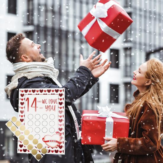 

1 комплект скретч-карты «14 вещей, которые мне в тебе нравятся», скретч-принт на День святого Валентина, романтическая поздравительная открытка с любовью для влюбленных