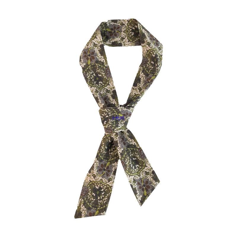 Vintage Mori Style Silk Scarf for Women - Autumn Print, Long Neck Accessory, 2025 Collection