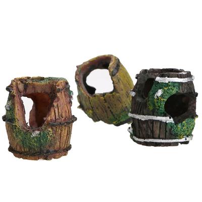 Aquarium Ornaments Decorations Artificial Resin Barrel Landscaping Accessories