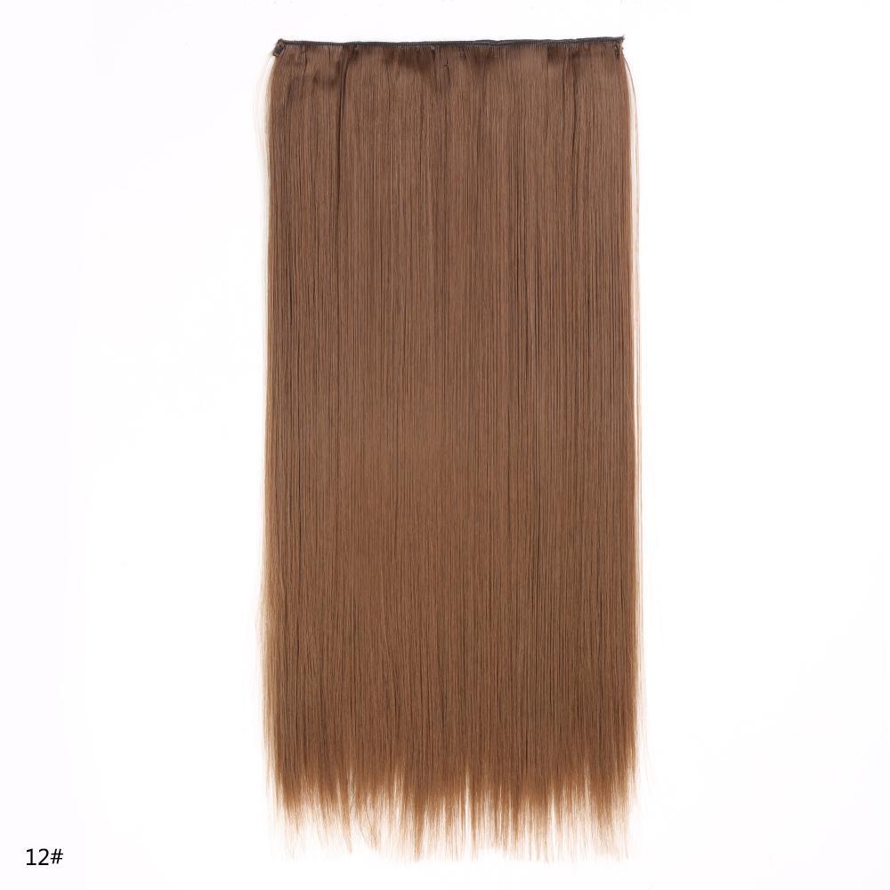 Synthetic Hair Extension Clip Ins One Piece With 5clips Long Straight Hair Brown Blonde Color For Women Daily Use