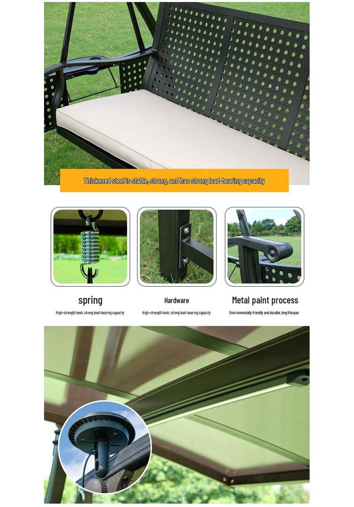 In-Stock Outdoor Hanging Swing Chair: Waterproof Wrought Iron Reclining Rocker for Balcony, Courtyard, or Garden