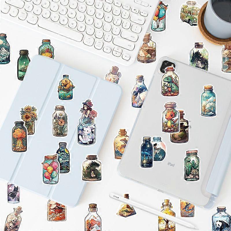 50 Pack Funny Vinyl Stickers, Drifting Bottle Large Bulk Sticker