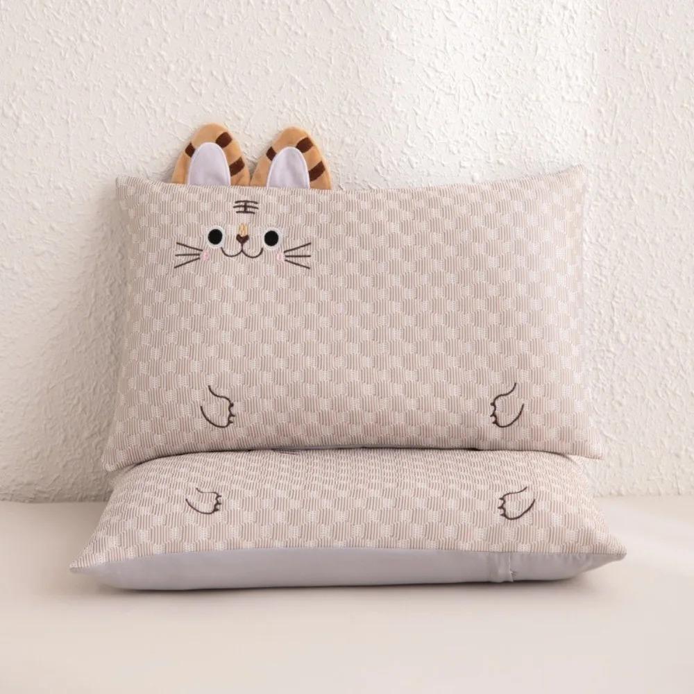 2Pcs Cartoon Pattern Summer Ice Bean Pillowcase Rectangular Pillow Protecter  Dormitory
