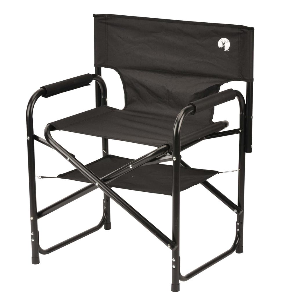 CAPTAIN STAG Outdoor Chair Chair with Shelf Mock Aluminum Director Chair Black UC-1880