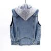 Women's Denim Vest Vest Casual Short Sleeveless Hooded Jacket