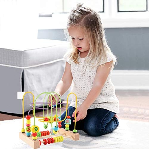 Jacootoys Wooden Roller Coaster Bead Maze, Montessori Educational Toy, Motor Skill Activity Center, Learning Toy for Toddlers & Kids, Boys Girls Gift