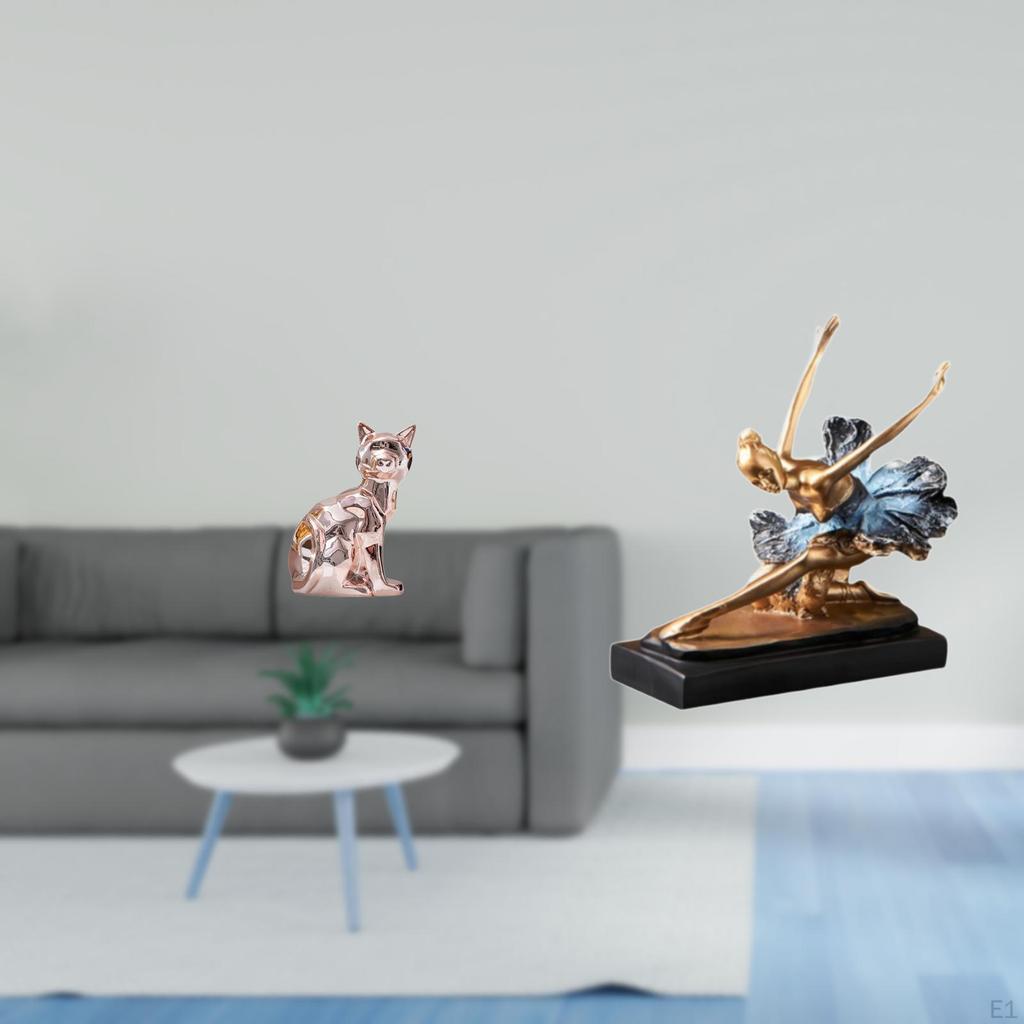 Cat Ballet Statue Decorative Figurine Animal Sculpture Art Craft Ornament for Fireplace And