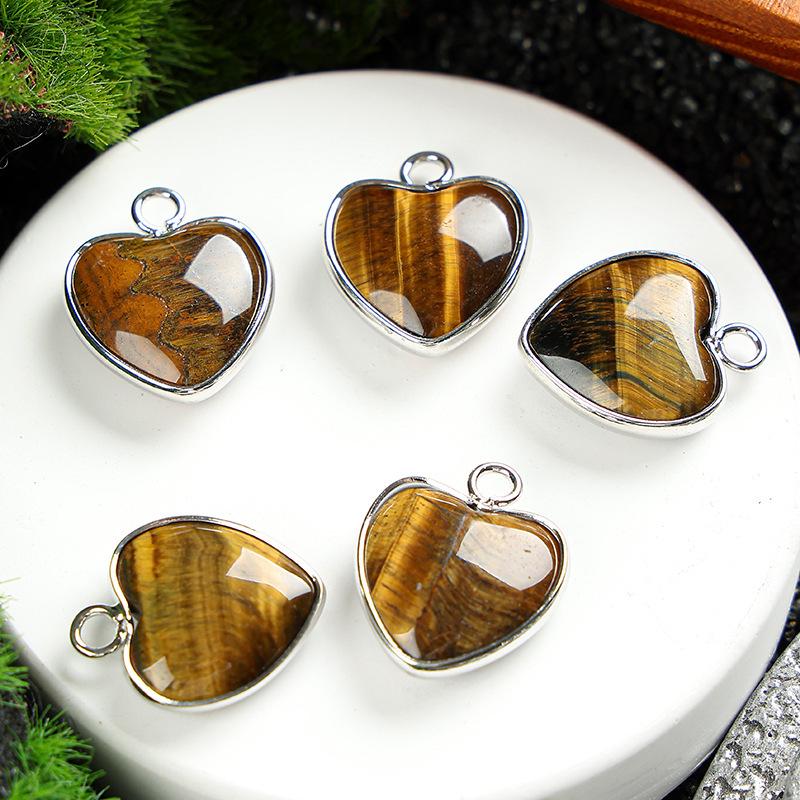 Heart-Shaped 15x19mm Natural Amethyst Agate Jade Bezel Pendant for DIY Jewelry Making