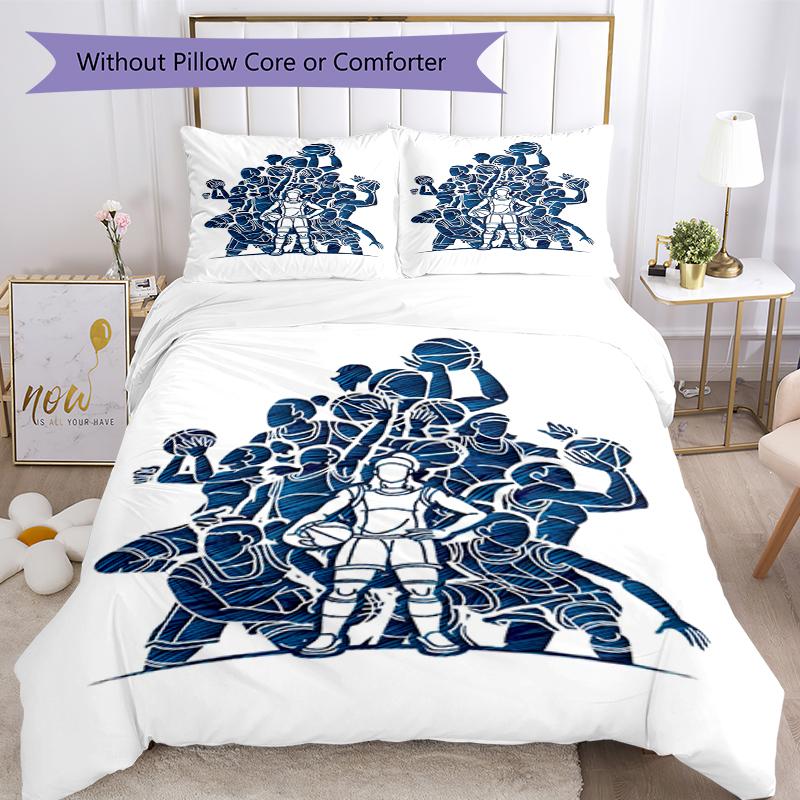 3pcs Basketball Bedding Set Duvet Cover Closure Includes 1 Duvet Cover & 2 Pillowcases, Soft and Comfortable for All Seasons.
