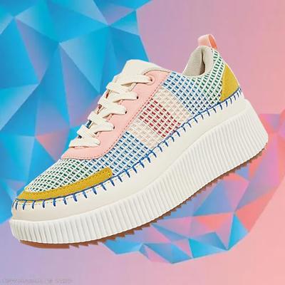 New Design Fashion Colors Women's Shoes Big Size 42 Height-increasing Platform Shoes Women Breathable Lace-up Casual Shoes Women