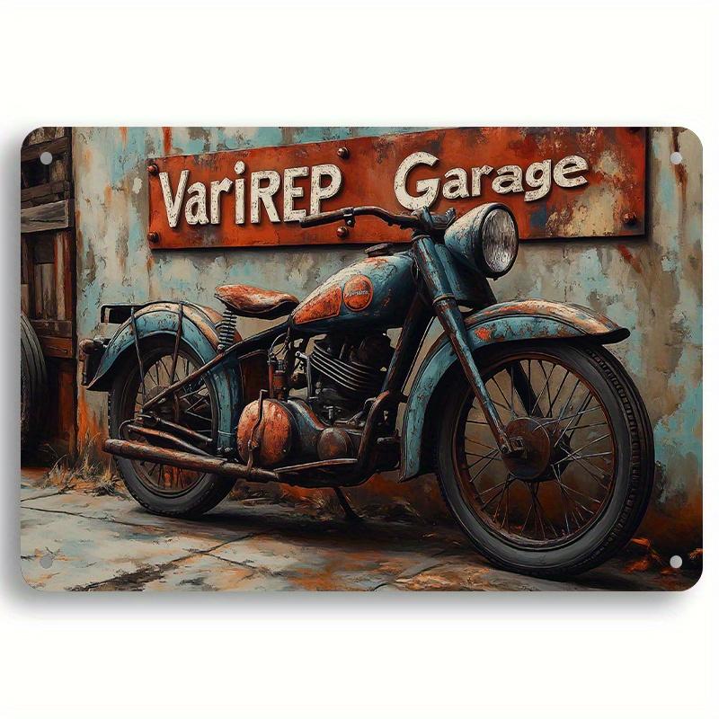 Vintage Motorcycle Architecture Metal Tin Sign Retro Wall Art for Home Garage Club Restaurant Decor Easy Hang with PreDr