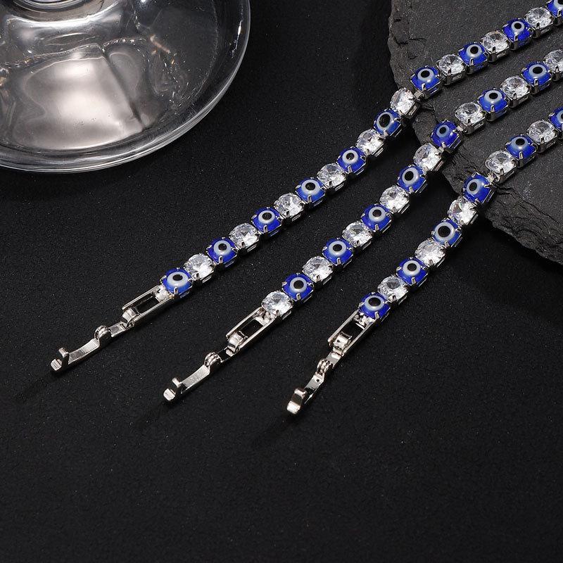Blaue Böser Blick Verstellbare Zirkonia Tennisarmbänder für Damen Herren Schmuckgeschenke