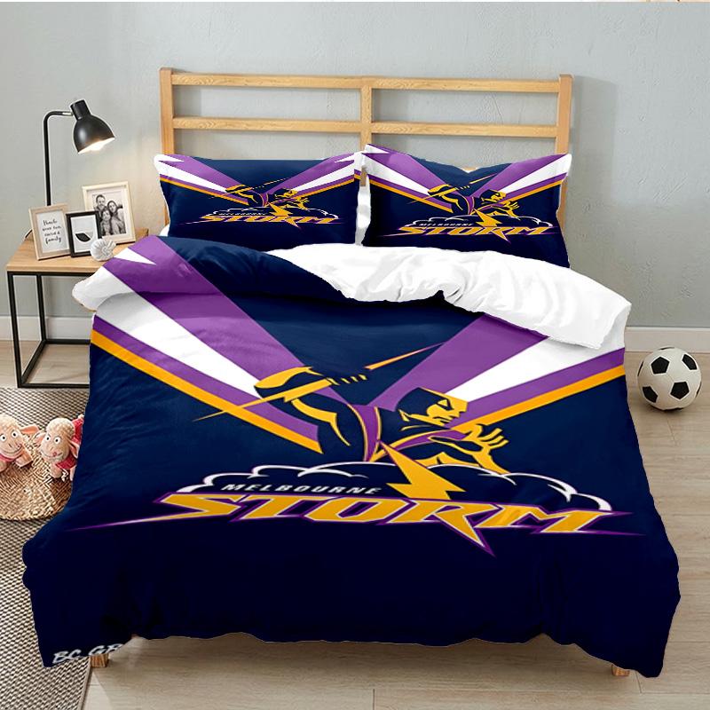 Melbourne Storm Team 3PCS Bedding set,Ideal for 1pc Duvet Cover And 2pcs Pillowcases Perfect for Fan gift,Ideal for Bedroom, Dormitory