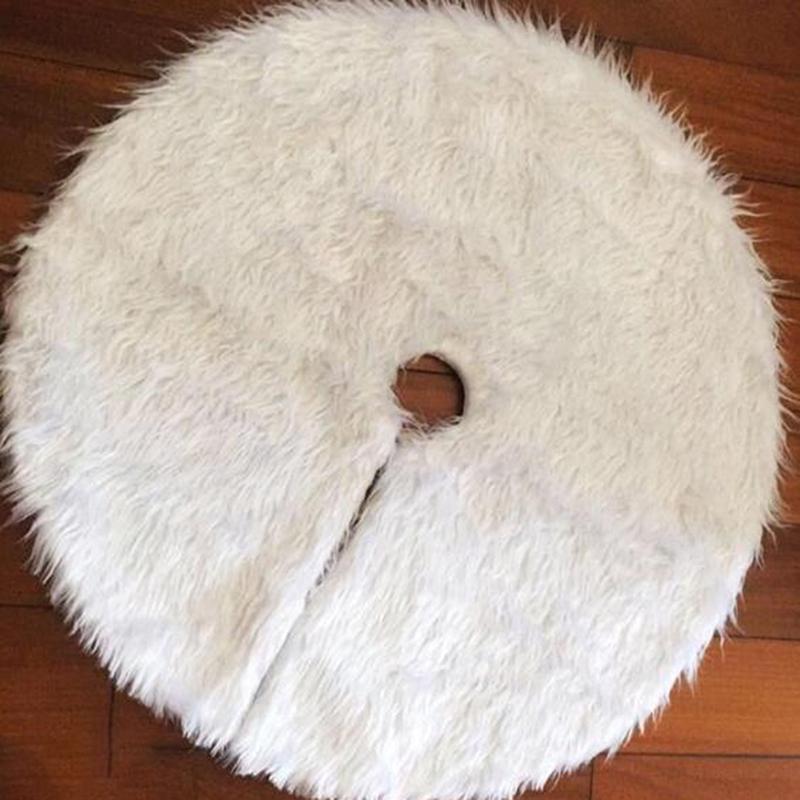 White Christmas Tree Skirt Plush Faux Fur Xmas Tree Carpet Merry Christmas Tree Decorations Ornament New Year Navidad Home Decor