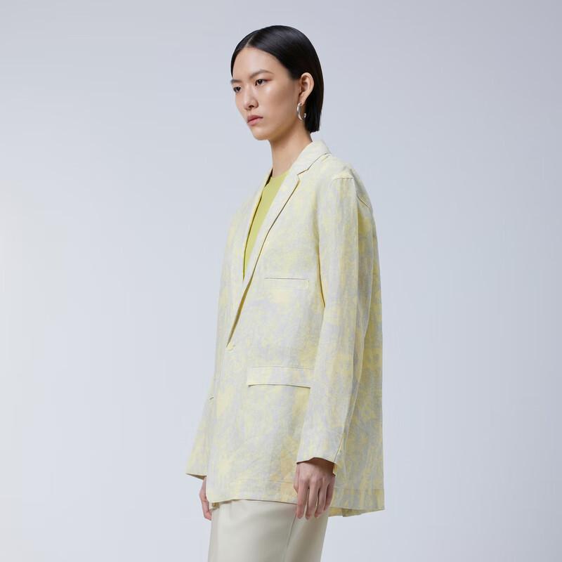 JNBY Women s Loose Fit Printed Linen Blazer M