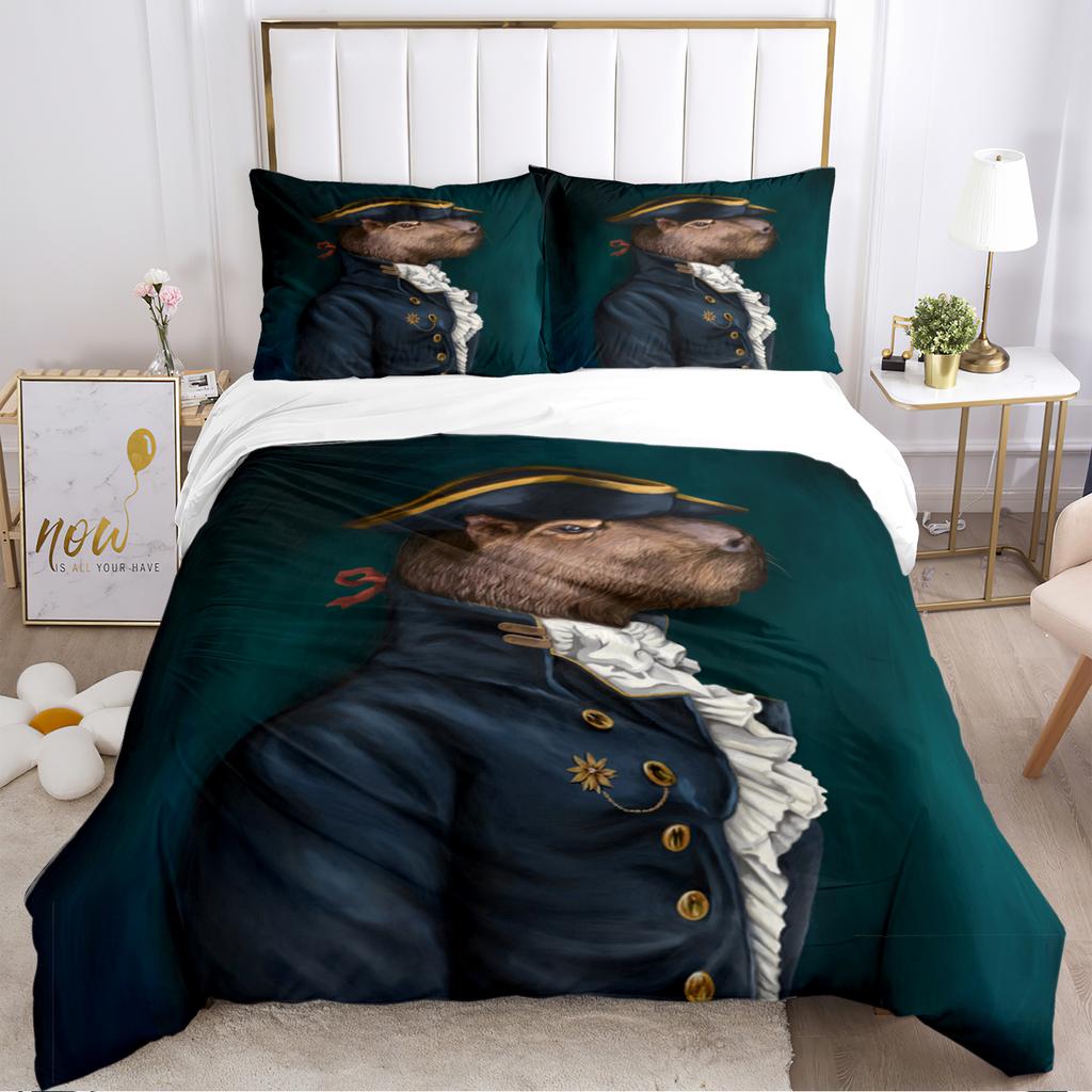 Capybara Cartoon Anime Niedlich Ganzjahres Bettbezug kawaii Bettwäscheset Weiche Deckenhülle und Kissenbezüge Einzel-/Doppel-/Queen-/King-Size
