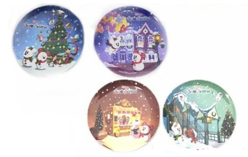 Disney Christmas 2017 Plate Set (Set of 4) Tokyo Disney Resort Exclusive Snow Snow Mickey & Minnie Snowmen