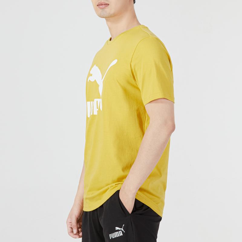 PUMA Moisture-Wicking Casual Printed Round Neck Short Sleeve T-Shirt Men Tops Lemon-Yellow 532280-31