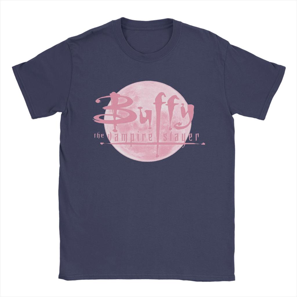Pink Moon Men's T Shirt Buffys The Vampire Slayers Casual Tee Shirt Short Sleeve Round Neck T-Shirt Cotton Graphic Clothes