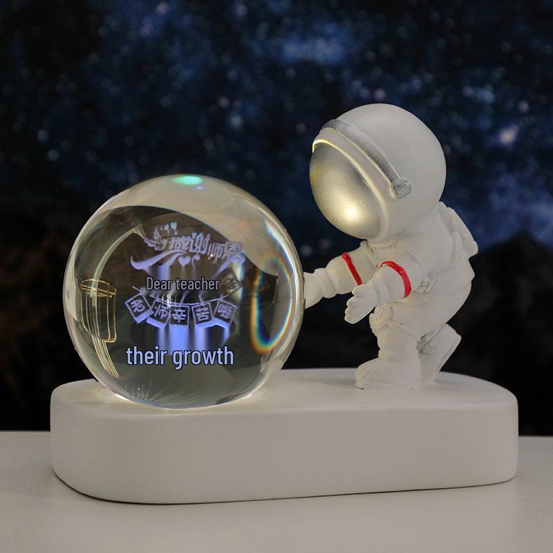 Cross-Border Astronaut Night Light: Starry Sky Crystal Ball with Luminous Base - Perfect Holiday Souvenir and Desktop Ornament.