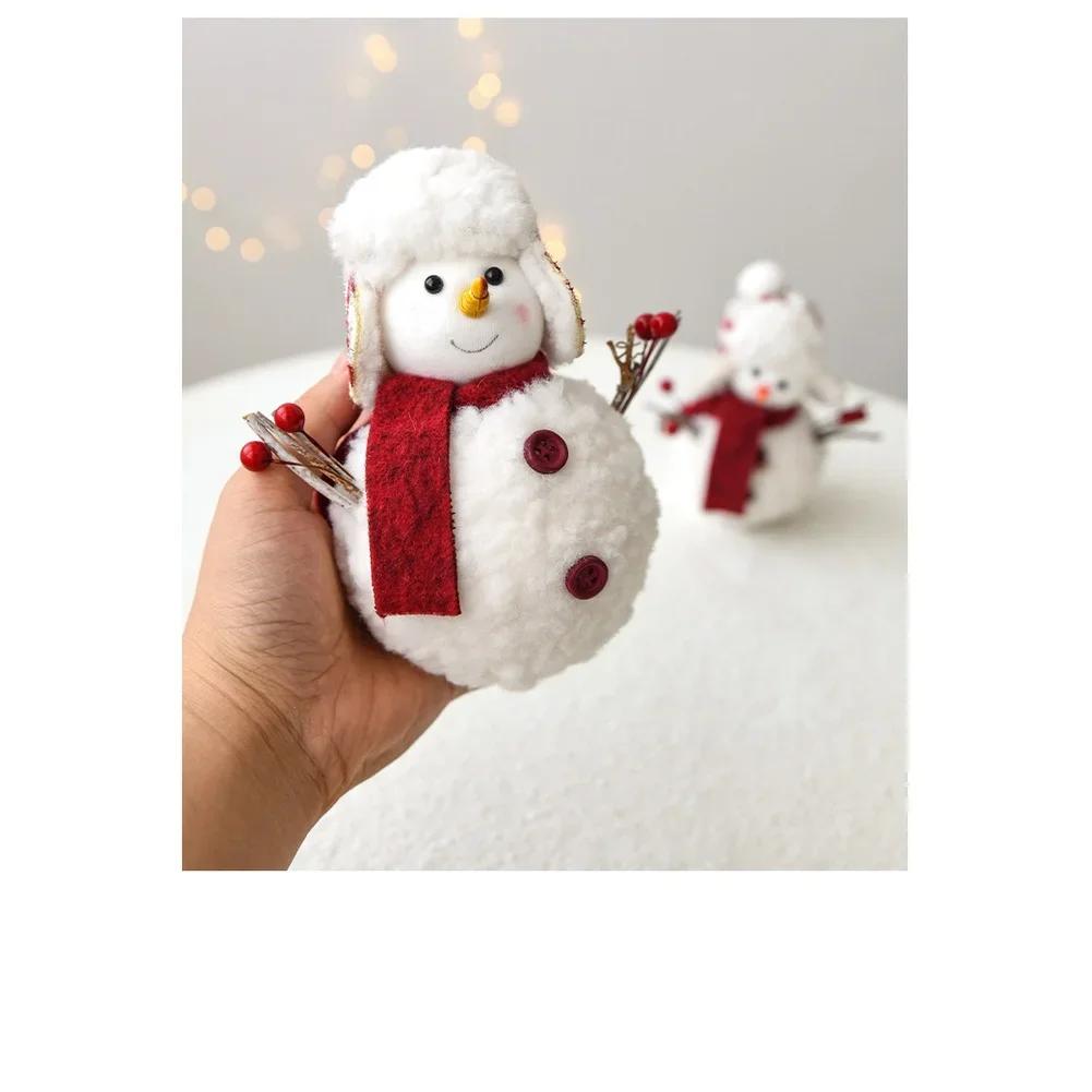 Soft Foam Christmas Tree Ornament with Snowman Plush for Desktop Shelf and Window Display to Create Festive Holiday