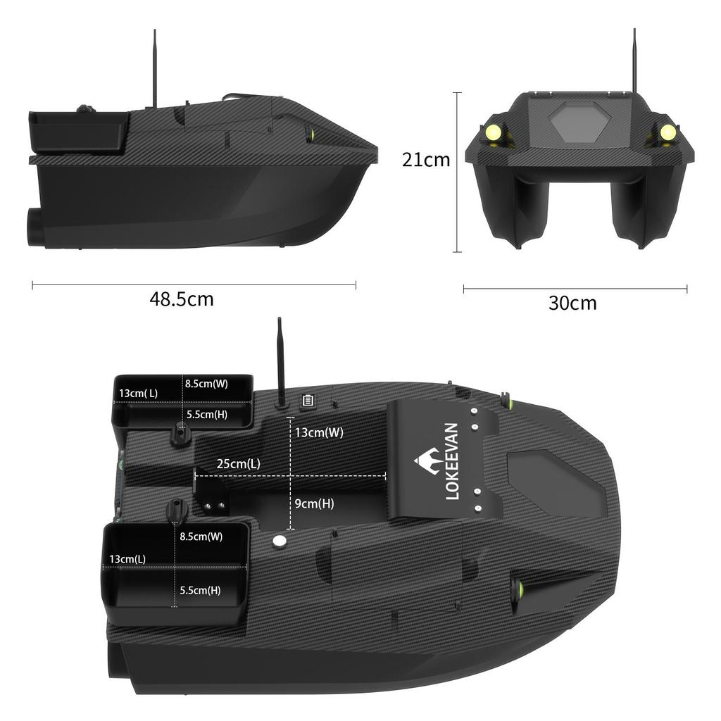 LOKEEVAN D70B  GPS Bait Boat 12V 500m range GPS + Beidou dual positioning 1.5 kg towing capacity