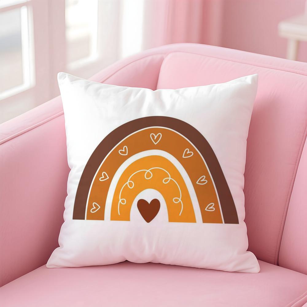 Rainbow Print Cushion Cover Linen Pillowcase Cover Soft Decor for Sofa Home Room