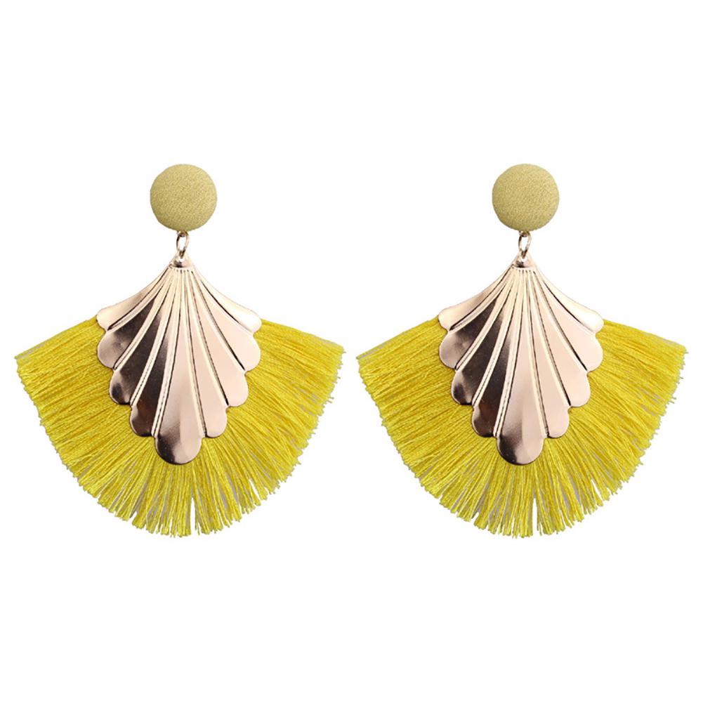Stylish Bohemia Beach Party Fringed Fan Shape Dangle Women Stud Earrings Jewelry Gift