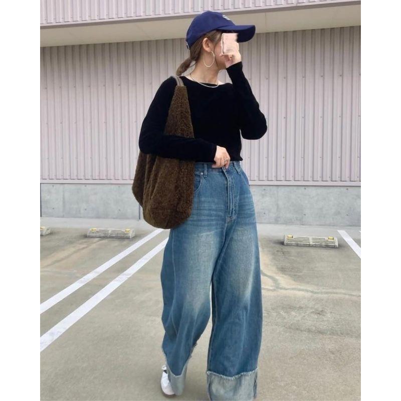 

Orders Exported to Japan Niche Brand Spring Summer Women s Rolled Trousers High Waist Retro Washed Soft Jeans Trousers Water wash blue is not returned M