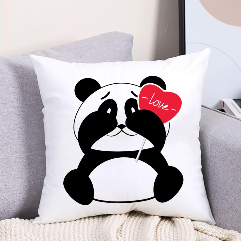Panda Love Pillow Case Cushion Cover for Children Room Soft Pillowcase Bedroom Party Decoration Housewarming Birthday Gifts