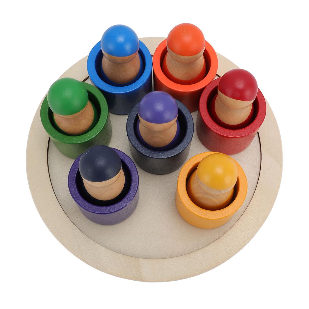 Holzfiguren in Tassen Hands-on Koordination Pädagogisch zum Lernen Farbsortierung und Zählen Holzfigur