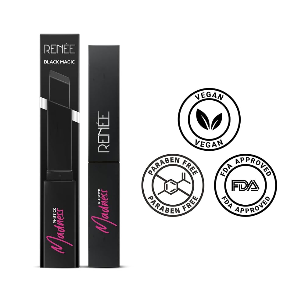 RENEE Madness Ph Lipstick | Black Lipstick With Glossy Pink Payoff| Long Lasting Nourishment, Enriched With Vitamin E & Jojoba Oil| Vegan & Paraben