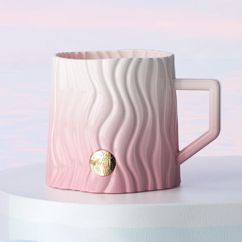 Starbucks Pink Stripe Embossed Badge Ceramic Mug 440ml