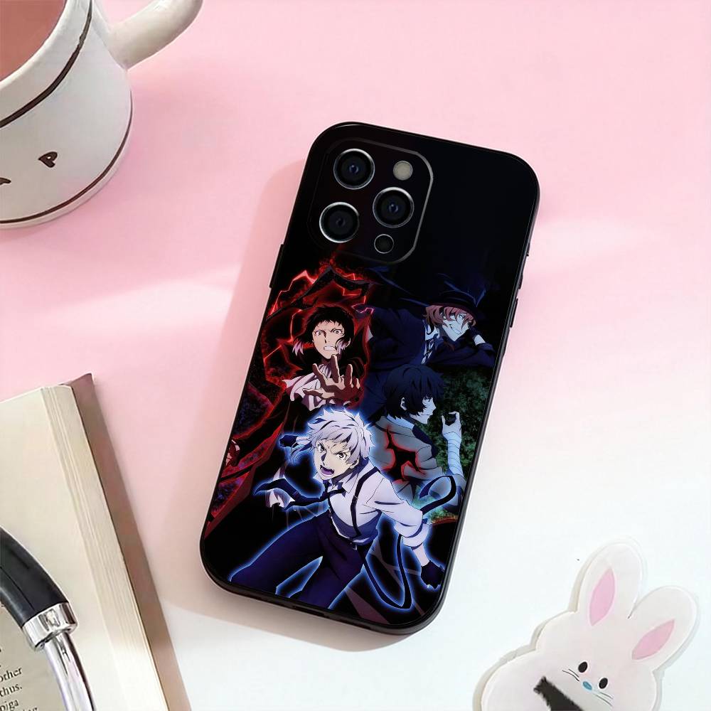 

HOT B-Bungou Stray Dogs Phone Case For iPhone 17,16,15,14,13,12,11 Plus,Pro Max,Soft Silicone Black Cover iPhone14