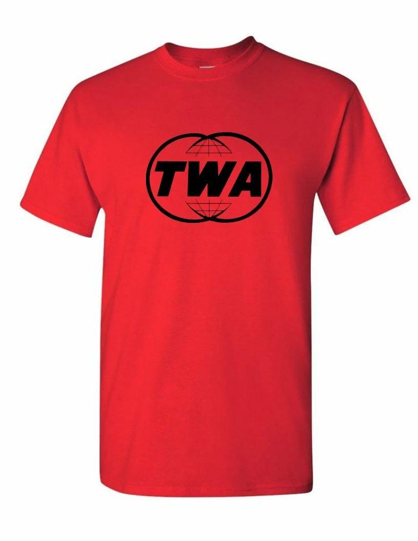 TWA Trans World Airlines Black Retro Logo Tee Shirt US Travel Red T-Shirt M