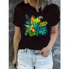 Watercolor Cockatiel Parrot Flowers Love Print T Shirt Women'S Clothing Funny White Tshirt Femme Kawaii Bird T-Shirt Female
