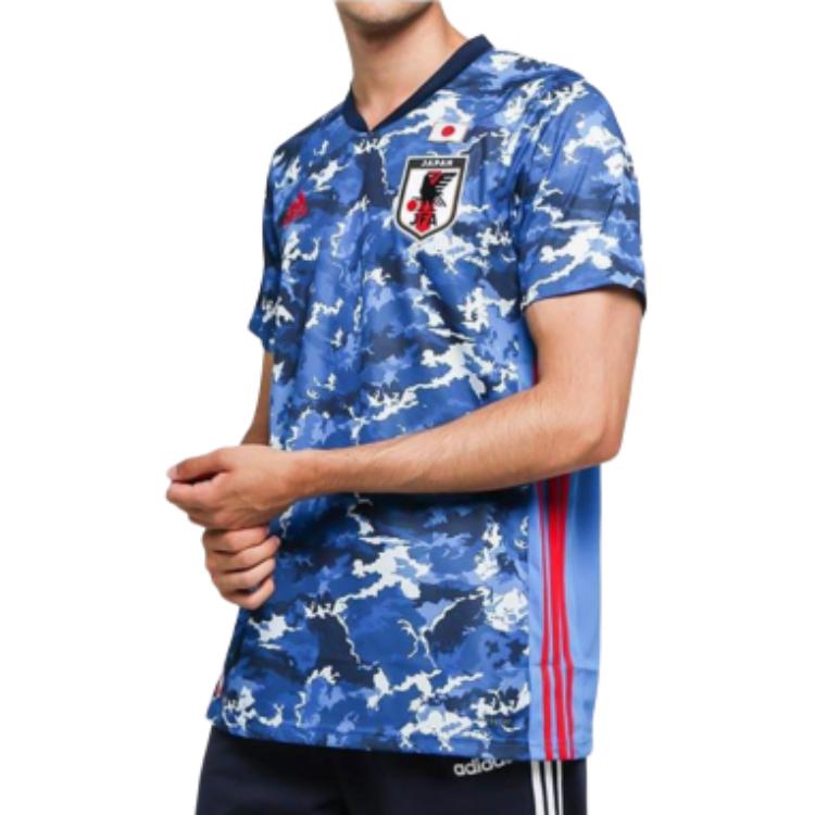 Adidas Japan Home Jersey Shirt Tie-Dye V-Neck Comfortable Versatile Football Shirt Men Tops Blue ED7350