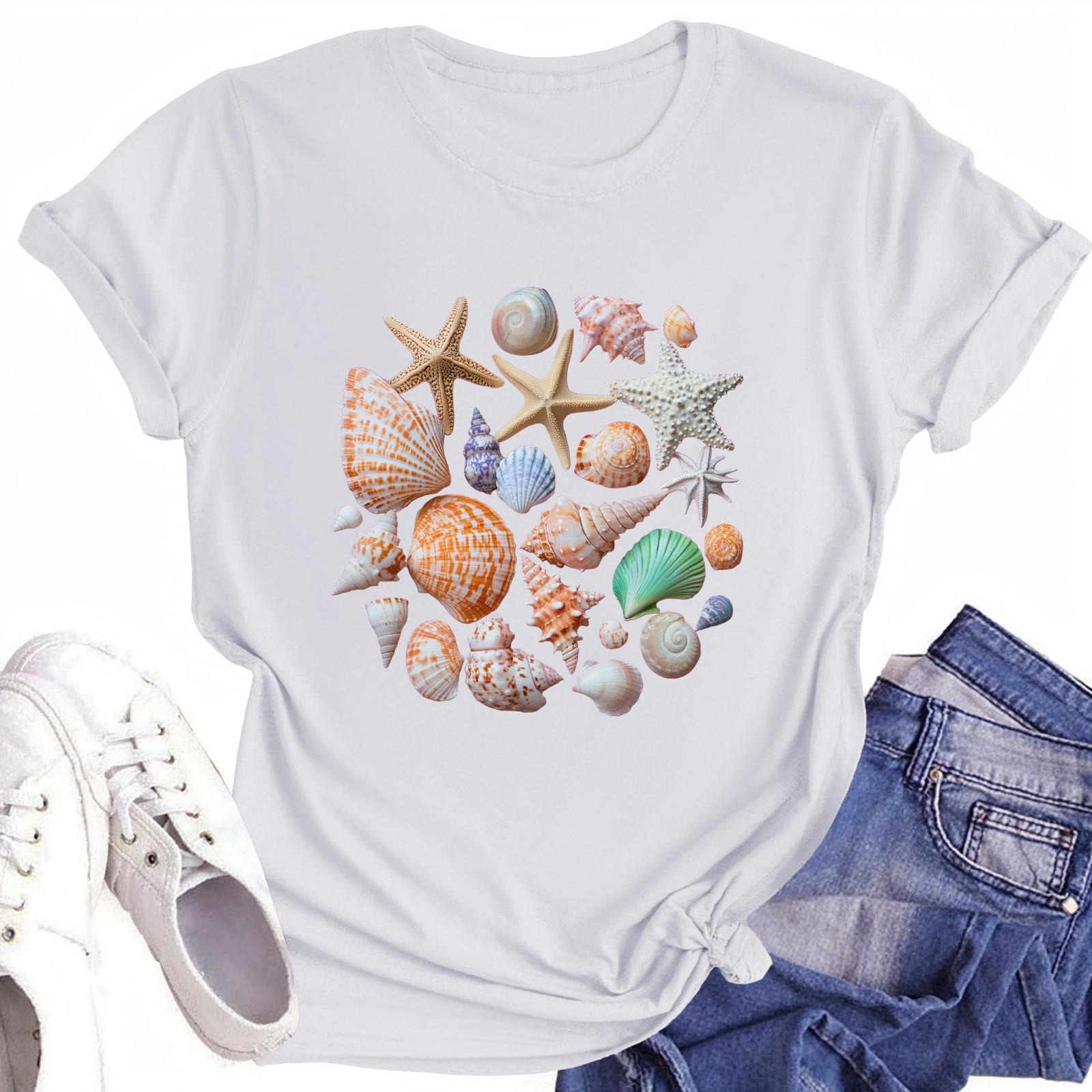 

Футболки з короткими рукавами для жінок Модні топи Легкий м’який повсякденний літній одяг Одяг XL білий