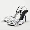 Fashion Elegant Satin Bow Designer Women Pumps Sexy Pointed Toe Back Strap Thin High Heels Summer Cozy Heeled Sandals Party Dress Shoes