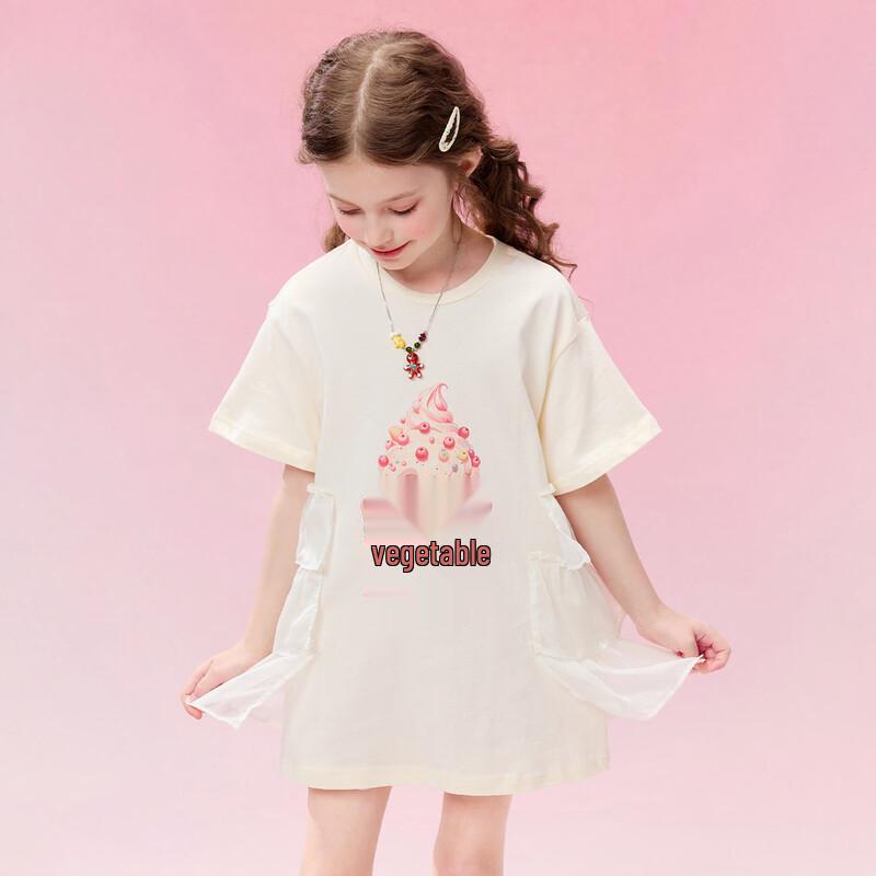 Princess Yuanyuan 100% Cotton Girls' Cartoon Short-Sleeved T-Shirt