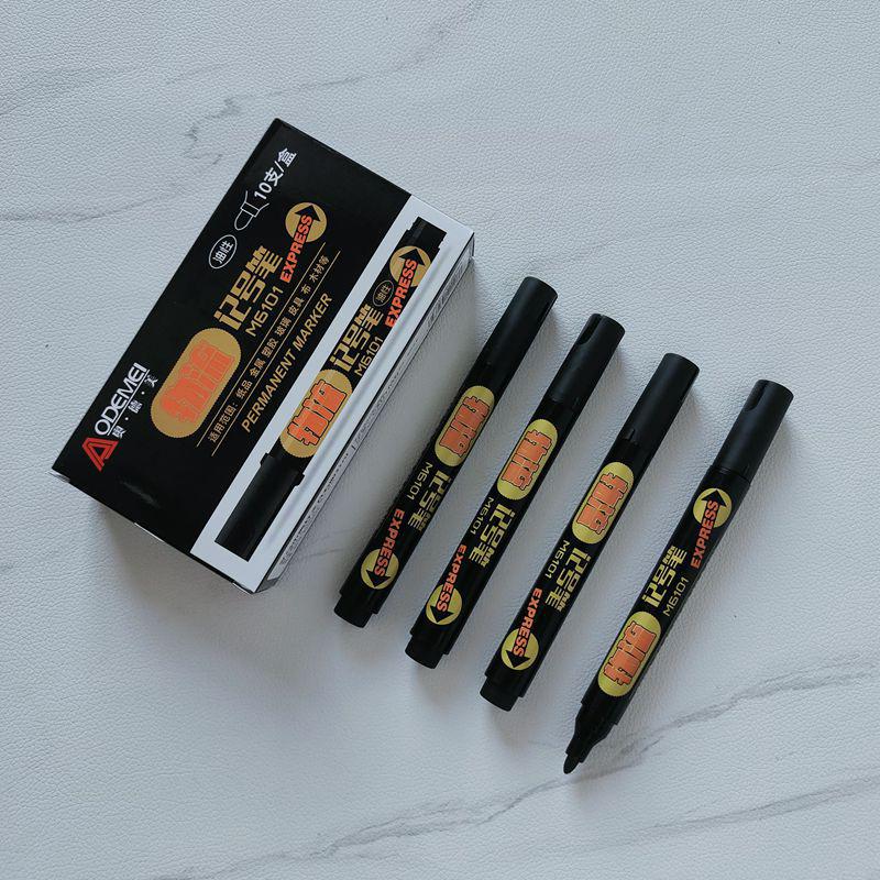 Large Capacity 10-Pack Single Round-tip Marker Pens for Line Marking and Journals