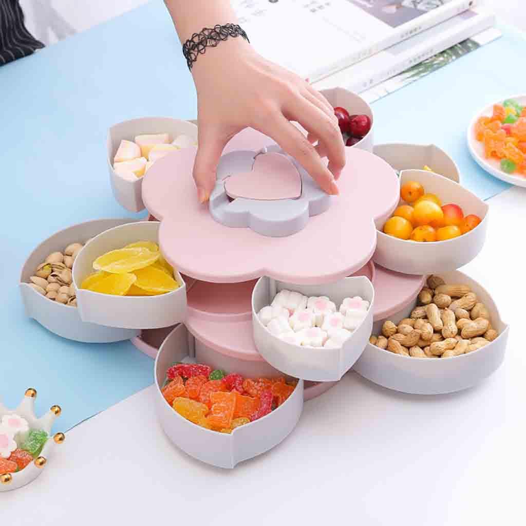  Rotating Snack Box Flower Design Candy Food Storage Box Jewelry Organizer