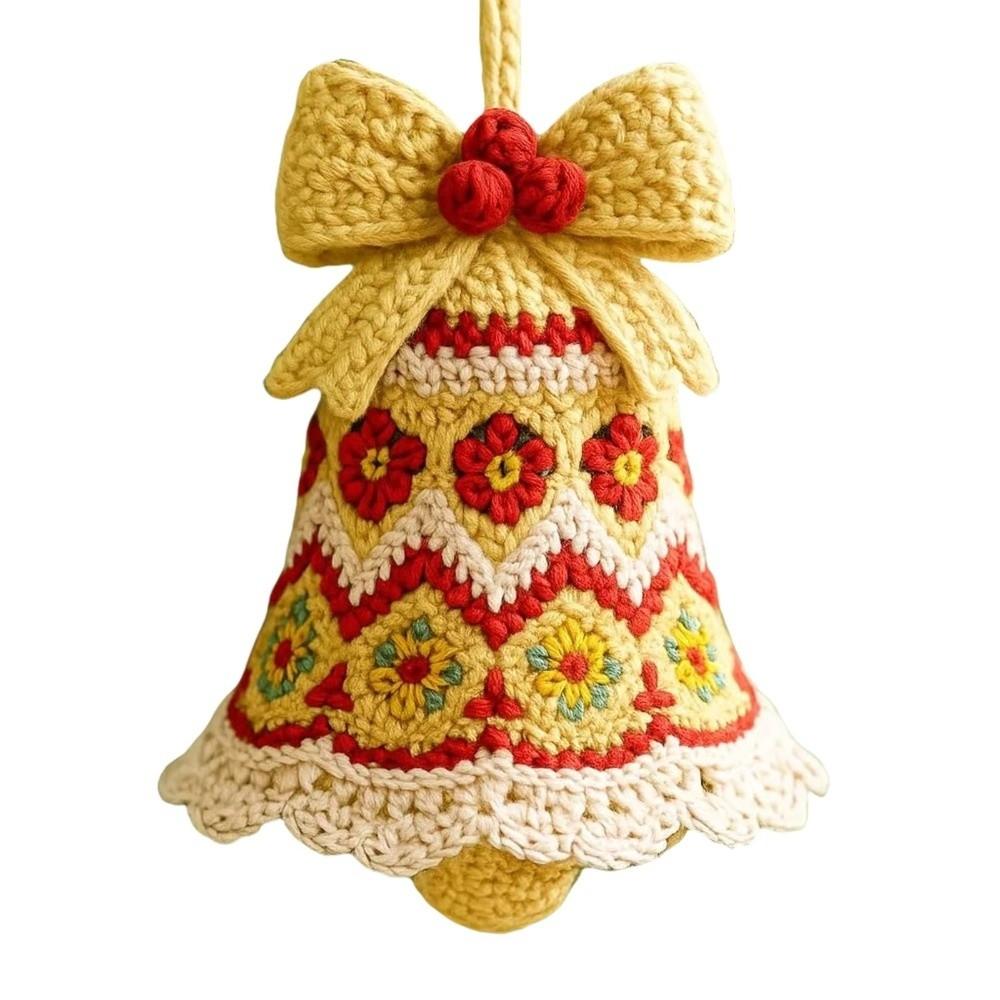 DIY Crochet Christmas Tree Kit Festival Handmade Christmas Bell Ornament Crochet Knitting Material Kit