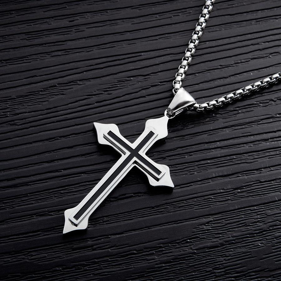 Hip Hop Genuine Personality Simple Titanium Steel Stainless Steel Cross Necklace Men'S Jewelry Pendant Women'S