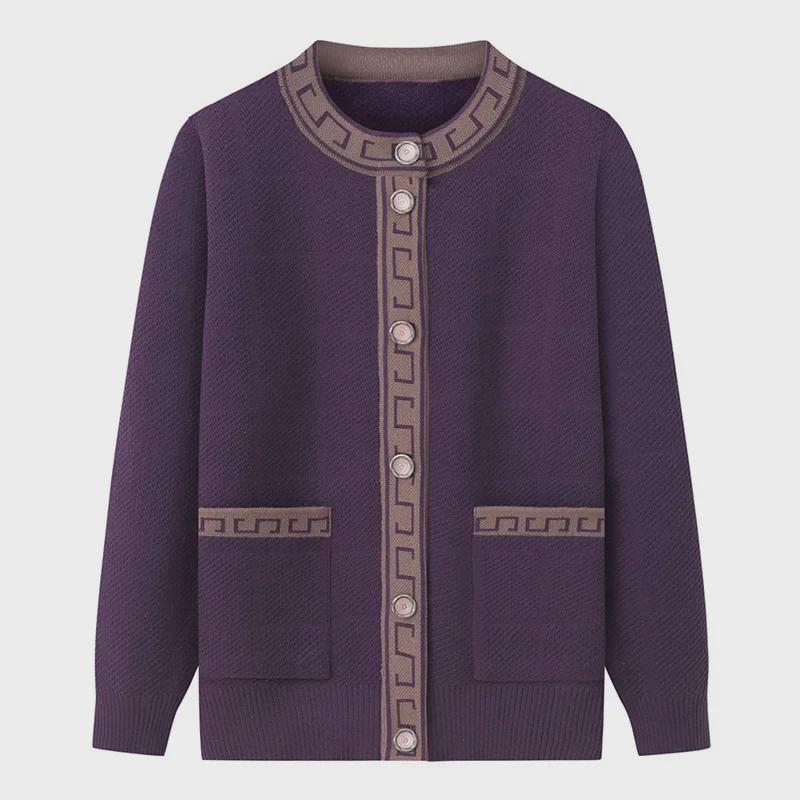 Plus Velvet Thickened Cardigan for Middle-Aged and Elderly Women